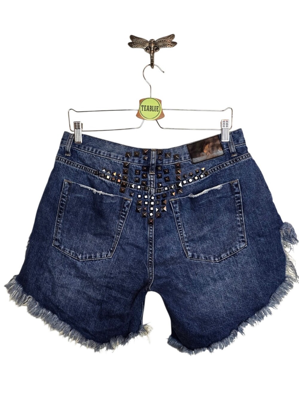 One Teaspoon Pacifica Studded Frankies Long Length Denim Jean Shorts 29 - Picture 3 of 16